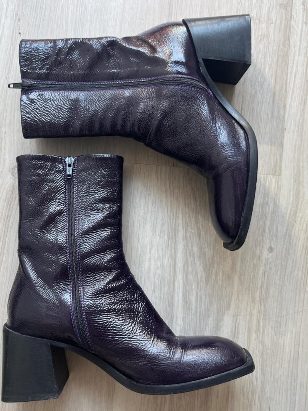 Deep Purple Genuine Patent Leather Boots